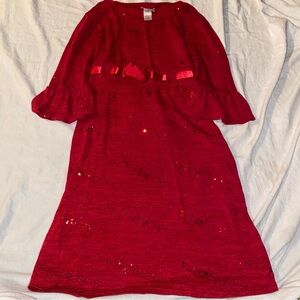 Jenny & Me Dress Girls Size 20.5 Red W Sparkle